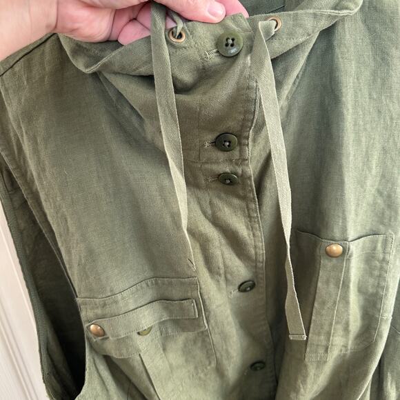 lauren ralph lauren linen safari vest 2x olive green cargo utility drawstring - Picture 11 of 14